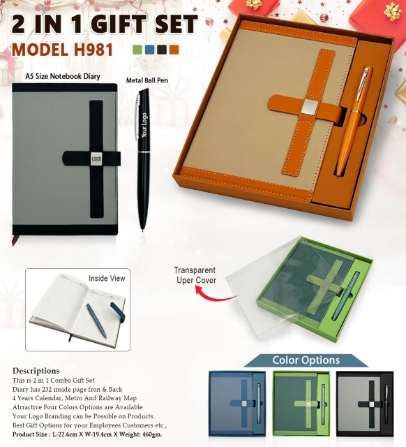 2 in 1 gift set model h981 diary and pen 
